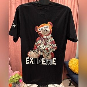 CR-24 Extreme Black Graphic Tee with Bear “Money Talks” Design